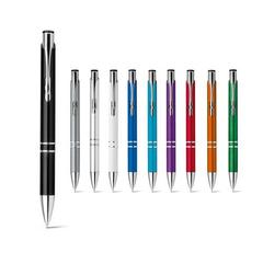 Vue générale Stylo à bille avec clip en métal - Beta plastic | Krokrodeal
