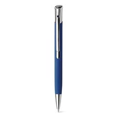 Vue Stylo à bille en aluminium, finition rubber - Olaf soft de couleur bleu| Krokrodeal