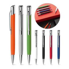 Vue générale Stylo à bille en aluminium, finition rubber - Olaf soft | Krokrodeal