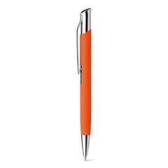 Vue Stylo à bille en aluminium, finition rubber - Olaf soft de couleur orange| Krokrodeal
