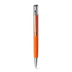 Vue Stylo à bille en aluminium, finition rubber - Olaf soft de couleur orange| Krokrodeal