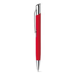 Vue Stylo à bille en aluminium, finition rubber - Olaf soft de couleur rouge| Krokrodeal