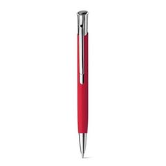 Vue Stylo à bille en aluminium, finition rubber - Olaf soft de couleur rouge| Krokrodeal