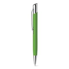 Vue Stylo à bille en aluminium, finition rubber - Olaf soft de couleur vert| Krokrodeal