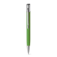 Vue Stylo à bille en aluminium, finition rubber - Olaf soft de couleur vert| Krokrodeal