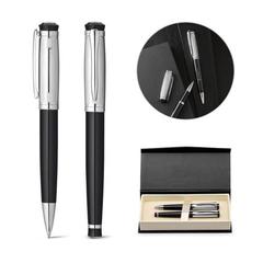 Vue générale Set de stylo et de roller en métal avec clip - Orlando | Krokrodeal