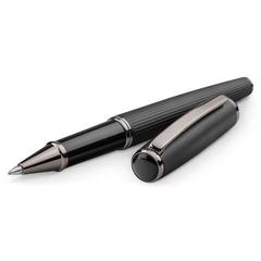 Vue Jeu de stylo et de roller en métal avec mécanisme twist - Imperio de couleur noir| Krokrodeal