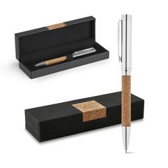 Vue générale Stylo à bille en liège et métal avec mécanisme twist - Cork | Krokrodeal
