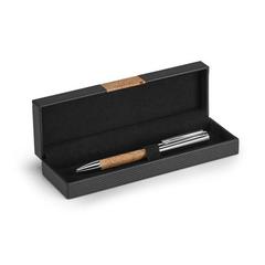 Vue Stylo à bille en liège et métal avec mécanisme twist - Cork de couleur beige| Krokrodeal