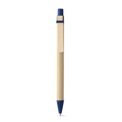 Vue Stylo en papier kraft avec clip - Nairobi de couleur bleu| Krokrodeal
