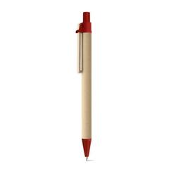 Vue Stylo en papier kraft avec clip - Nairobi de couleur rouge| Krokrodeal