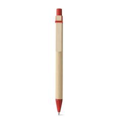Vue Stylo en papier kraft avec clip - Nairobi de couleur rouge| Krokrodeal