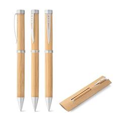 Vue générale Stylo en bambou avec mécanisme twist et clip en métal - Lake | Krokrodeal
