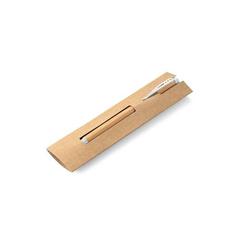 Vue Stylo en bambou avec mécanisme twist et clip en métal - Lake de couleur beige| Krokrodeal
