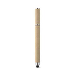 Vue Stylo bille en papier kraft et ABS avec pointe tactile - Papyrus de couleur beige| Krokrodeal