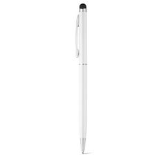 Vue Stylo en aluminium avec mécanisme twist et embout tactile - Zoe de couleur blanc| Krokrodeal