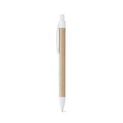 Vue Stylo en papier kraft avec clip - Remi de couleur blanc| Krokrodeal