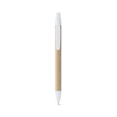 Vue Stylo en papier kraft avec clip - Remi de couleur blanc| Krokrodeal