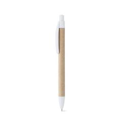 Vue Stylo en papier kraft avec clip - Remi de couleur blanc| Krokrodeal