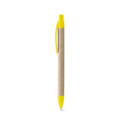 Vue Stylo en papier kraft avec clip - Remi de couleur jaune| Krokrodeal