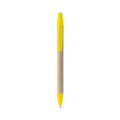 Vue Stylo en papier kraft avec clip - Remi de couleur jaune| Krokrodeal