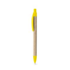Vue Stylo en papier kraft avec clip - Remi de couleur jaune| Krokrodeal