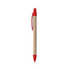 Vue Stylo en papier kraft avec clip - Remi de couleur rouge| Krokrodeal