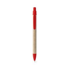 Vue Stylo en papier kraft avec clip - Remi de couleur rouge| Krokrodeal