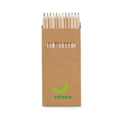 Vue Boîte avec 12 crayons de couleur - Croco de couleur beige| Krokrodeal