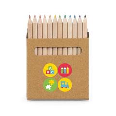 Vue Boîte avec 12 crayons de couleur - Coloured de couleur beige| Krokrodeal