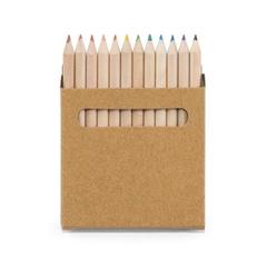 Vue Boîte avec 12 crayons de couleur - Coloured de couleur beige| Krokrodeal