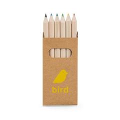 Vue Boîte avec 6 crayons de couleur - Bird de couleur beige| Krokrodeal