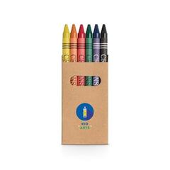 Vue Boîte avec 6 crayons de cire - Eagle de couleur beige| Krokrodeal