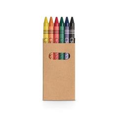 Vue Boîte avec 6 crayons de cire - Eagle de couleur beige| Krokrodeal