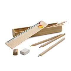 Vue générale Set de dessin fourni dans une boîte en bois - Doodle | Krokrodeal