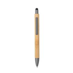 Vue Stylo bille en bambou avec finitions mattes - Zola de couleur gris| Krokrodeal