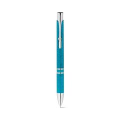 Vue Stylo bille en paille de blé et ABS avec attache - Beta wheat de couleur bleu| Krokrodeal