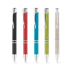 Vue générale Stylo bille en paille de blé et ABS avec attache - Beta wheat | Krokrodeal