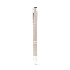 Vue Stylo bille en paille de blé et ABS avec attache - Beta wheat de couleur beige| Krokrodeal