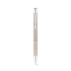 Vue Stylo bille en paille de blé et ABS avec attache - Beta wheat de couleur beige| Krokrodeal