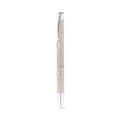Vue Stylo bille en paille de blé et ABS avec attache - Beta wheat de couleur beige| Krokrodeal