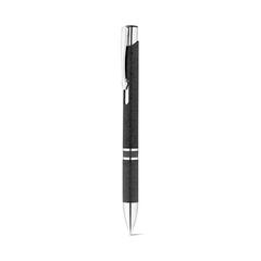 Vue Stylo bille en paille de blé et ABS avec attache - Beta wheat de couleur noir| Krokrodeal
