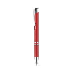Vue Stylo bille en paille de blé et ABS avec attache - Beta wheat de couleur rouge| Krokrodeal