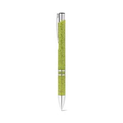 Vue Stylo bille en paille de blé et ABS avec attache - Beta wheat de couleur vert| Krokrodeal