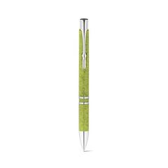 Vue Stylo bille en paille de blé et ABS avec attache - Beta wheat de couleur vert| Krokrodeal