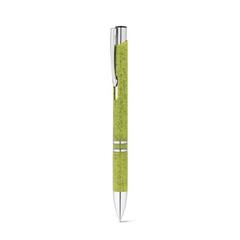 Vue Stylo bille en paille de blé et ABS avec attache - Beta wheat de couleur vert| Krokrodeal