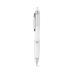 Vue Stylo bille en 100% rPET avec attache métallique - Swing rpet de couleur blanc| Krokrodeal