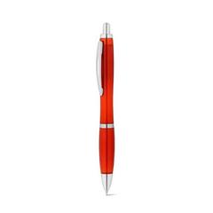 Vue Stylo bille en 100% rPET avec attache métallique - Swing rpet de couleur rouge| Krokrodeal