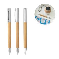 Vue générale Stylo bille en bambou et ABS avec mécanisme twist - Beal | Krokrodeal