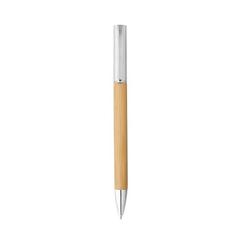 Vue Stylo bille en bambou et ABS avec mécanisme twist - Beal de couleur beige| Krokrodeal